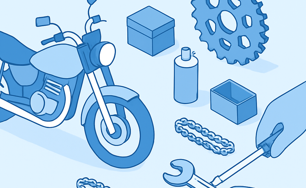 Ilustracao BoraDicas tutorial como trocar corrente e pinhao da moto