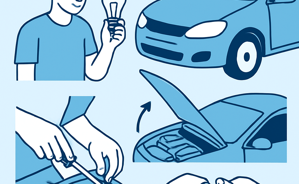 Ilustracao BoraDicas tutorial como trocar lampada do farol do carro