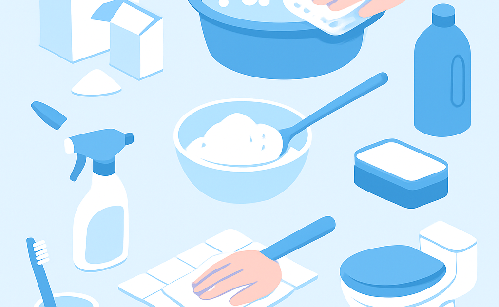 Ilustracao BoraDicas tutorial sobre como usar bicarbonato de sodio para limpar casa