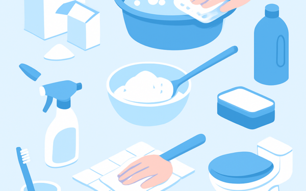 Ilustracao BoraDicas tutorial sobre como usar bicarbonato de sodio para limpar casa